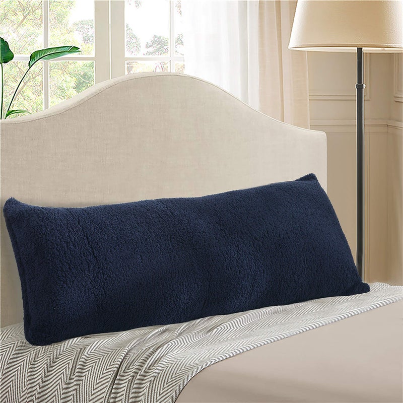 Reafort Ultra Soft Sherpa Body Pillow Cover/Case with Zipper Closure 21"x54" (21"x54" Body Pillow Cover, Navy) - Image 1